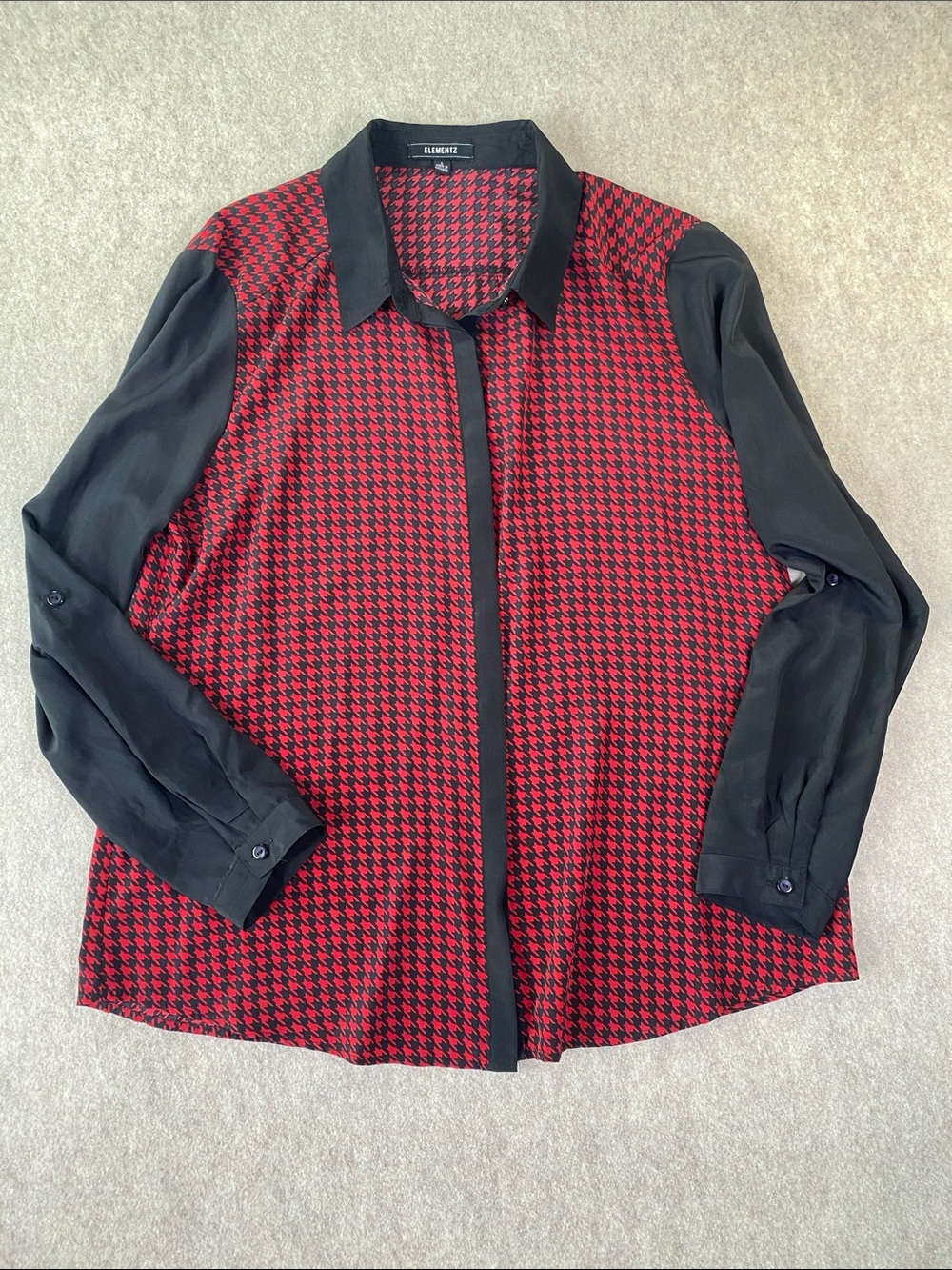 Elementz Red & Black Houndstooth Button-Front Shirt
